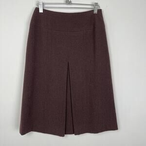 Authentic - Chanel Boutique Size 36 Vintage Brown Wool Silk Pleated Skirt